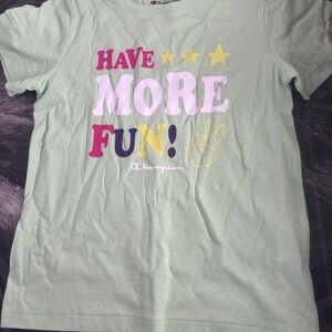 Champion Kids Light Green Tee with Pink and Yellow Accents​